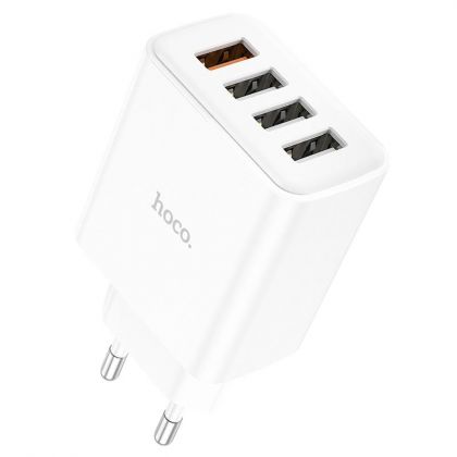Сетевое зарядное устройство Hoco C102A 4 USB QC белое