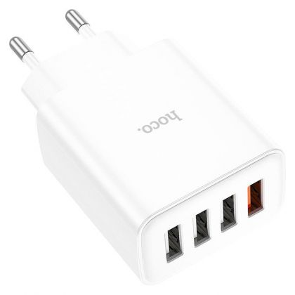 Сетевое зарядное устройство Hoco C102A 4 USB QC белое