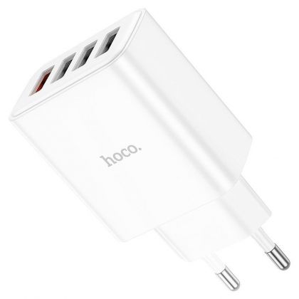 Сетевое зарядное устройство Hoco C102A 4 USB QC белое