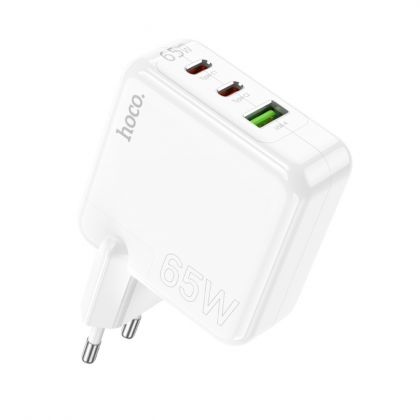 Сетевое зарядное устройство Hoco C115A 2 Type-C/ USB PD 65W белое