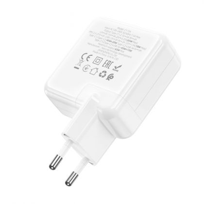 Сетевое зарядное устройство Hoco C115A 2 Type-C/ USB PD 65W белое