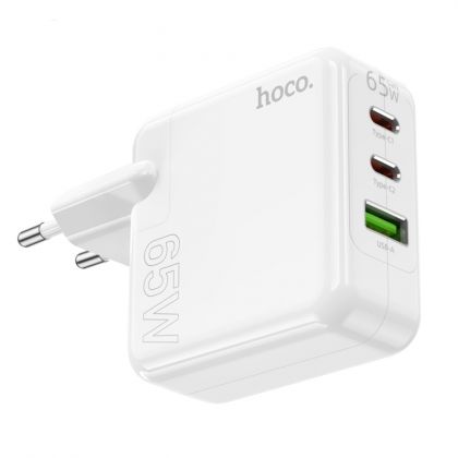 Сетевое зарядное устройство Hoco C115A 2 Type-C/ USB PD 65W белое