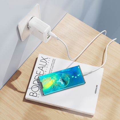 Сетевое зарядное устройство Hoco C115A 2 Type-C/ USB PD 65W белое