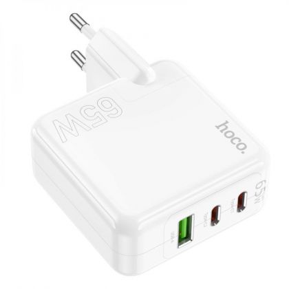 Сетевое зарядное устройство Hoco C115A 2 Type-C/ USB PD 65W белое