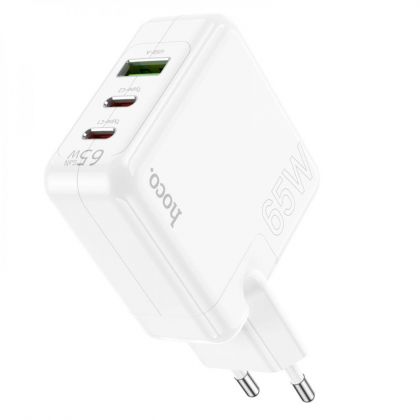 Сетевое зарядное устройство Hoco C115A 2 Type-C/ USB PD 65W белое
