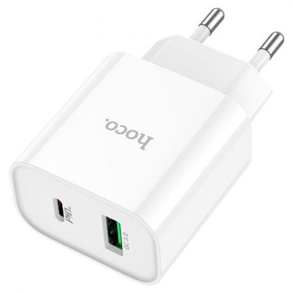 Сетевое зарядное устройство Hoco C80A Plus USB/ Type-C QC PD белое