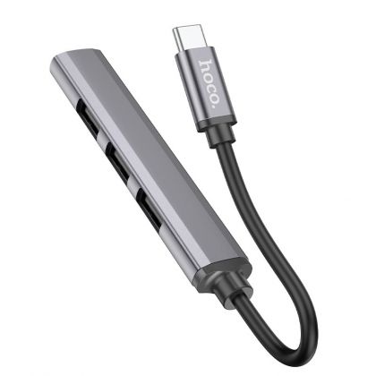 УДАЛИТЬ ДУБЛЬ USB Hub Hoco HB26 4 in 1 adapter(USB to USB3.0+USB2.0*3) Серый