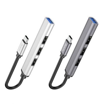 УДАЛИТЬ ДУБЛЬ USB Hub Hoco HB26 4 in 1 adapter(USB to USB3.0+USB2.0*3) Серый