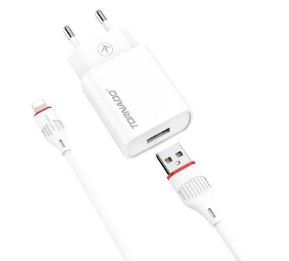 Зарядное устройство 2in1 Tornado TD-14 1USB Lightning White