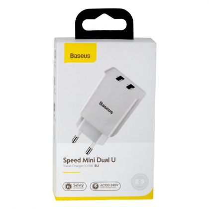 Зарядное устройство Baseus 2 USB 10.5W 2A CCFS-R White