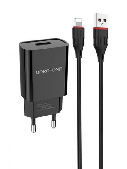 Зарядное устройство Borofone BA20A Lightning 1USB 2.1A Black