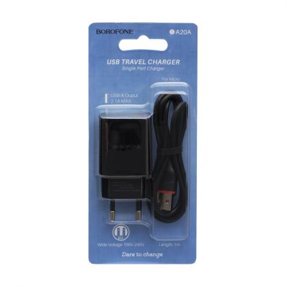 Зарядное устройство Borofone BA20A Micro 1USB 2.1A Black