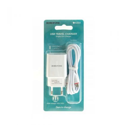 Зарядное устройство Borofone BA20A Type-C 1USB 2.1A White