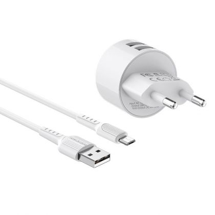 Зарядное устройство Borofone BA23A Micro 2USB 2.4A White