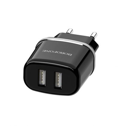 Зарядное устройство Borofone BA25A Lightning 2USB 2.4A Black