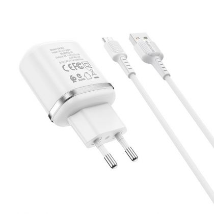 Зарядное устройство Borofone BA36A Micro QC3.0 White