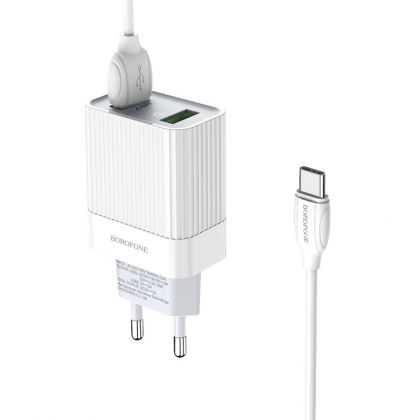 Зарядное устройство Borofone BA39A QC3.0 Type-C 2USB 18W White