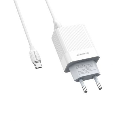 Зарядное устройство Borofone BA39A QC3.0 Type-C 2USB 18W White