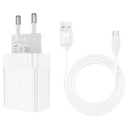 Зарядное устройство Borofone BA47A QC3.0 1USB/3A +Кабель Micro White