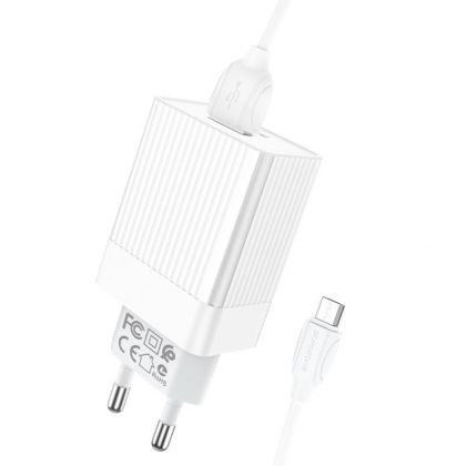 Зарядное устройство Borofone BA47A QC3.0 1USB/3A +Кабель Micro White