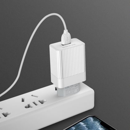 Зарядное устройство Borofone BA47A QC3.0 1USB/3A +Кабель Type-C  White