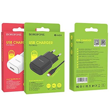 Зарядное устройство Borofone BA48A Micro 2.1A Black