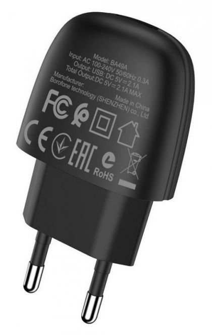 Зарядное устройство Borofone BA49A Lightning 2,1A Black