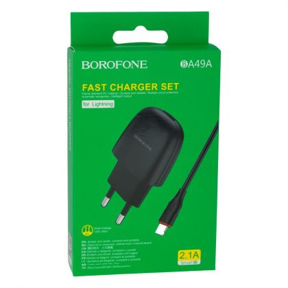 Зарядное устройство Borofone BA49A Lightning 2,1A Black