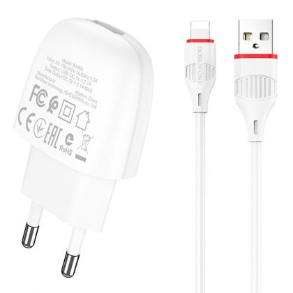 Зарядное устройство Borofone BA49A Lightning 2,1A White