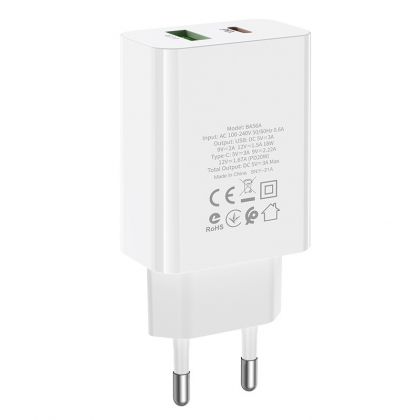 Зарядное устройство Borofone BA56A PD 20W + QC3.0 White