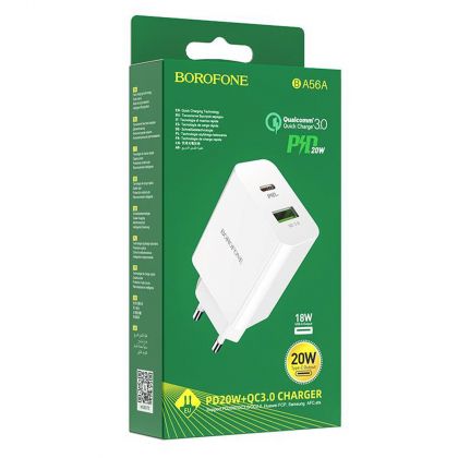 Зарядное устройство Borofone BA56A PD 20W + QC3.0 White