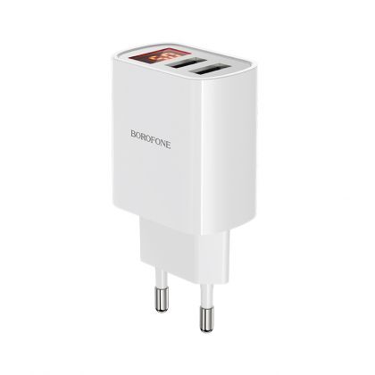 Зарядное устройство Borofone BA58A Digital Display Type-C 2USB 2.4A White