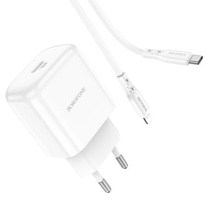 Зарядное устройство Borofone BN3 Premium PD 20W Type-C to Lightning QC3.0 White