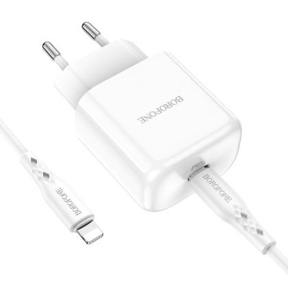 Зарядное устройство Borofone BN3 Premium PD 20W Type-C to Lightning QC3.0 White