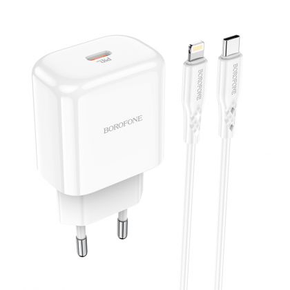 Зарядное устройство Borofone BN3 Premium PD 20W Type-C to Lightning QC3.0 White