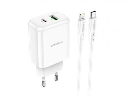 Зарядное устройство Borofone BN4 PD 20W QC3.0 Type-C to Lightning White