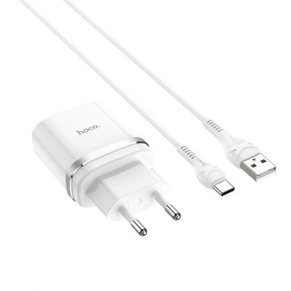 Зарядное устройство Hoco C12Q QC3.0 18W + Type-C Cable  White
