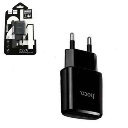 Зарядное устройство Hoco C27A (1USB/ 2.4A) Black