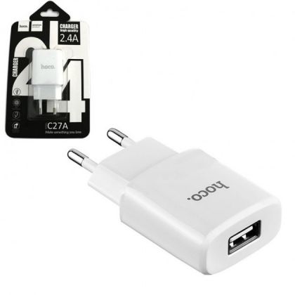 Зарядное устройство Hoco C27A (1USB/ 2.4A) White