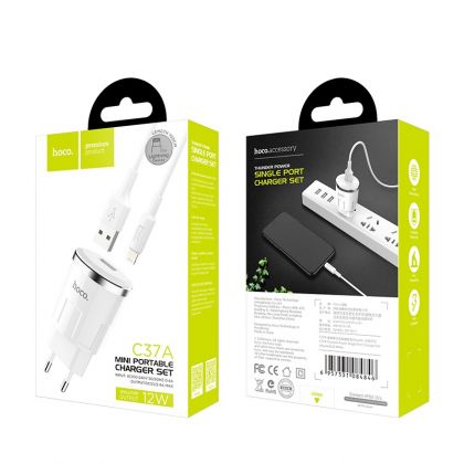 Зарядное устройство Hoco C37A Lightning White