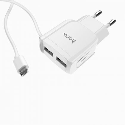 Зарядное устройство Hoco C59A Mega joy (2USB/ 2.4A) + Cable Micro White