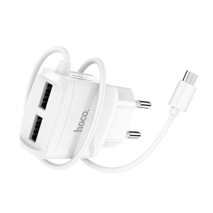 Зарядное устройство Hoco C59A Mega joy (2USB/ 2.4A) + Cable Micro White