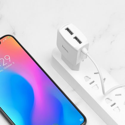 Зарядное устройство Hoco C59A Mega joy (2USB/ 2.4A) + Cable Micro White