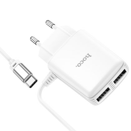 Зарядное устройство Hoco C59A Mega joy (2USB/ 2.4A) + Cable Type-C White