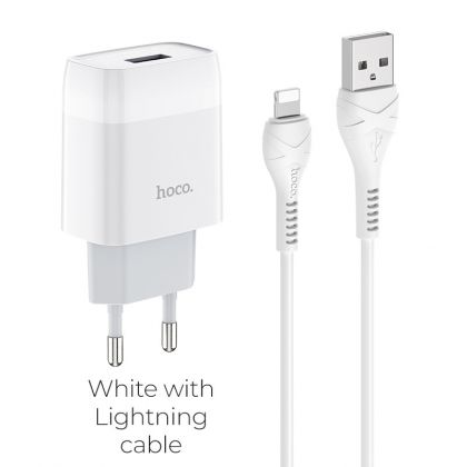 Зарядное устройство Hoco C72A Lightning 2.1A White