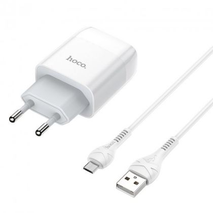 Зарядное устройство Hoco C72A 2.1A White + Cable Micro