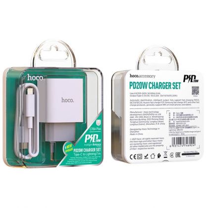Зарядное устройство Hoco C76A Plus PD 20W Type-C to Lightning 3A White