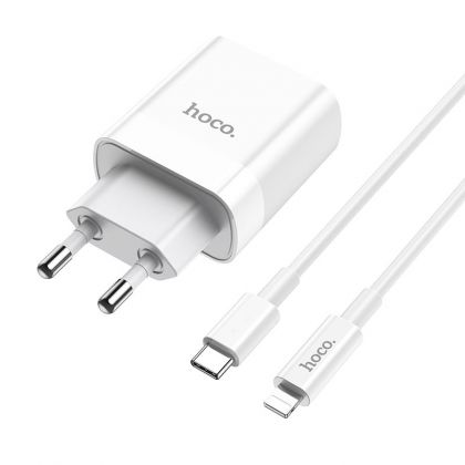 Зарядное устройство Hoco C80A PD 20W + QC3.0 Type-C to Lightning White