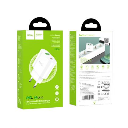 Зарядное устройство Hoco C95A Lineal PD 20W+QC3.0 White