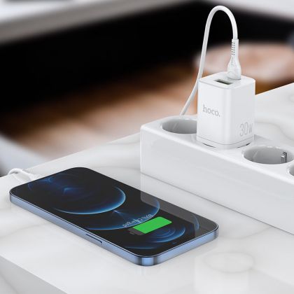 Зарядное устройство Hoco N13 PD30W+QC3.0 Type-C To Lightning White
